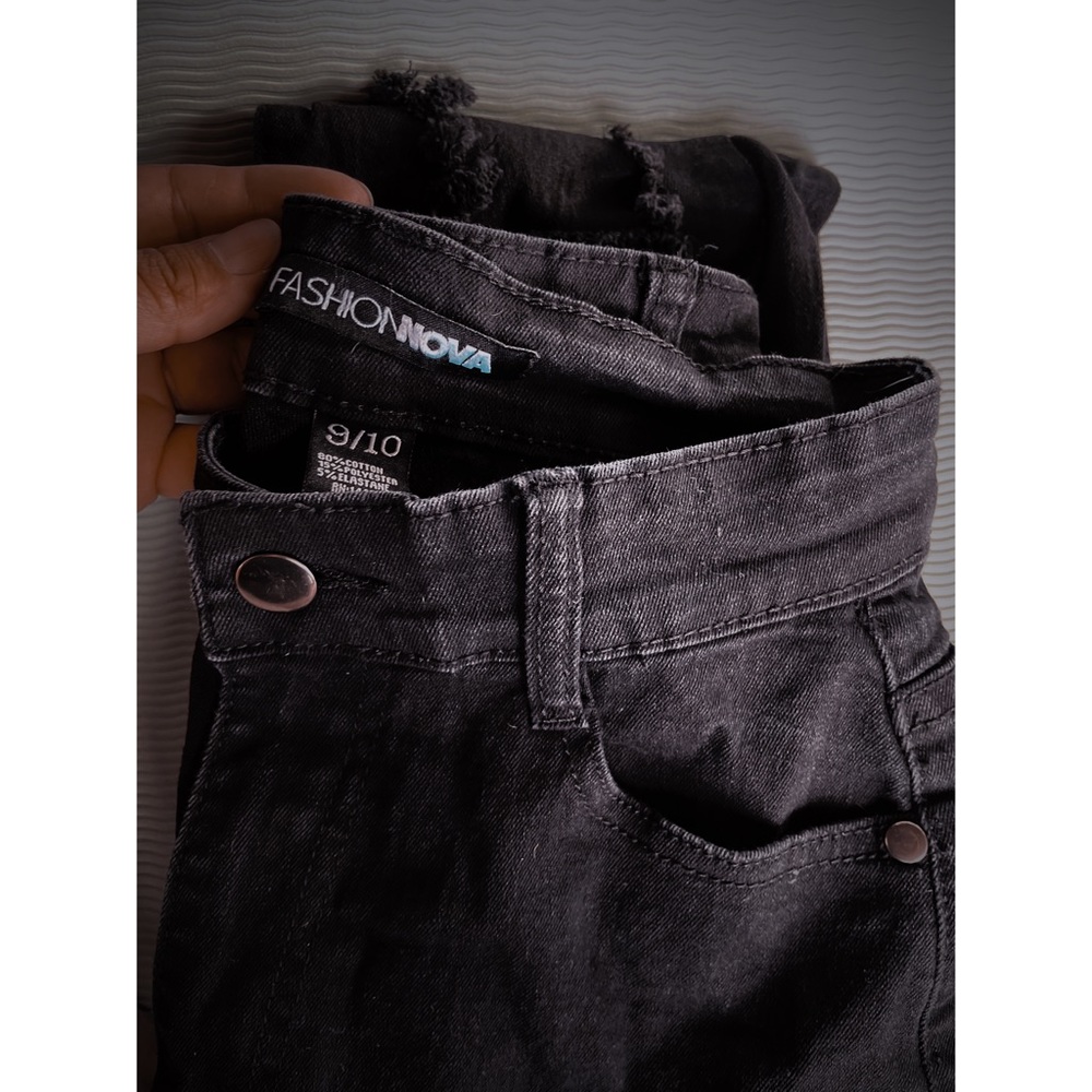 Fashion Nova High Waisted Distressed Black Jeans